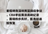 星空体育app-里程碑夜深圳男篮回应争议，CBA季后赛清晨刷纪录，赛场秩序良好，医务组通报恢复的简单介绍